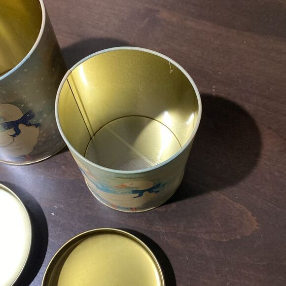 Vintage Nesting Blue Ribbon Duck Geese Metal Tin Canisters Set of 3 - Picture 7 of 10